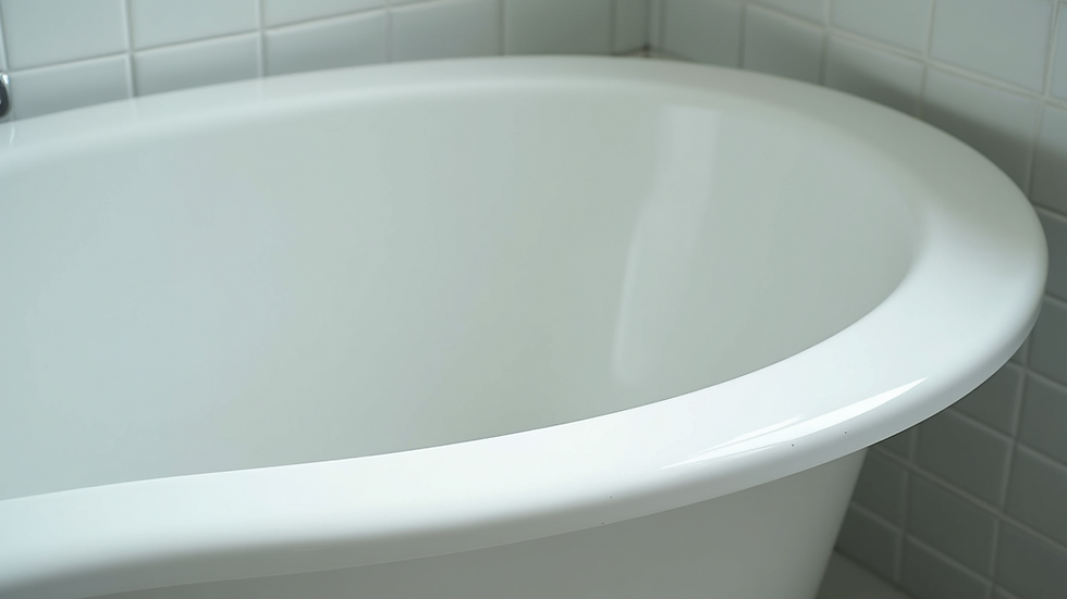 Close-up view of a freshly refinished bathtub with a glossy finish