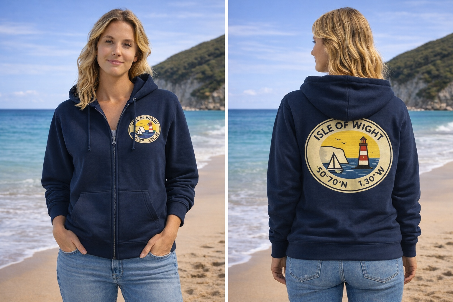 Colour logo Zip-through hoodie
