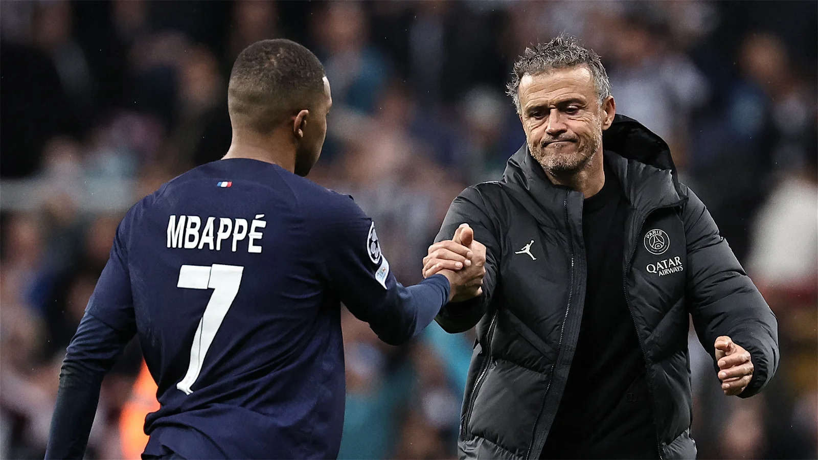 Mbappe, Paris Saint-Gebremain player, accompanied by Enrique