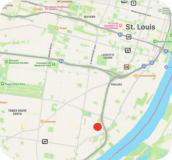 Map of location of furnished and long-term rentals in Benton Park St. Louis