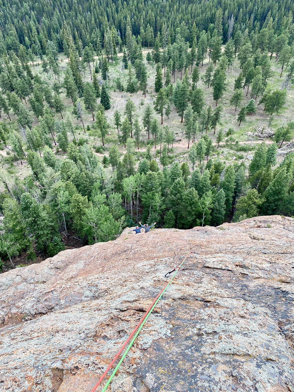 Climbers on "Heads High"  5.7, Parkview Dome