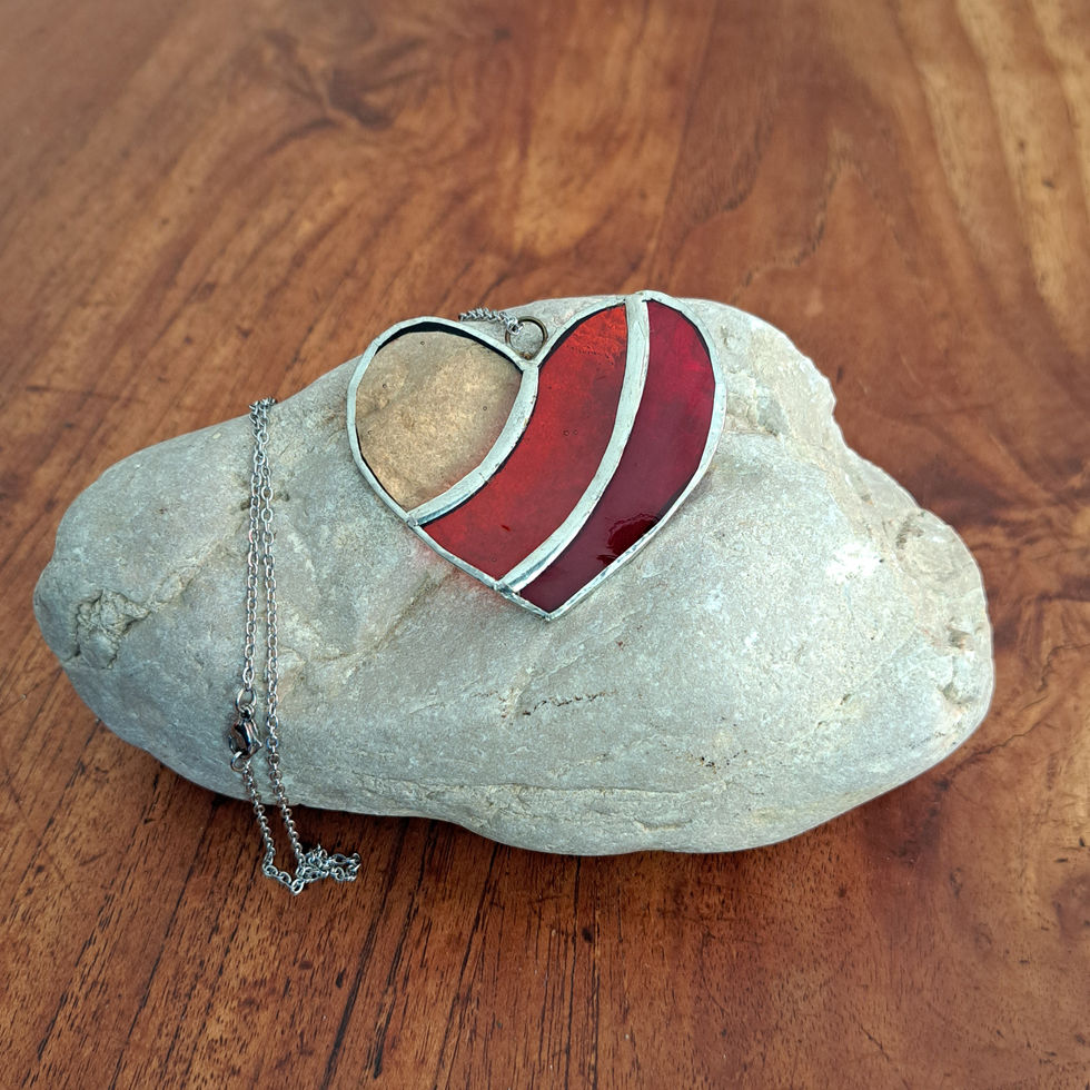 Heart lead-free solder and stained glass earrings