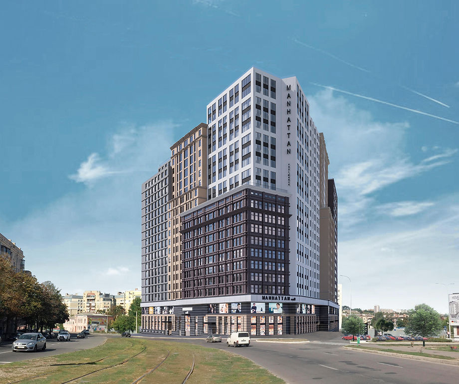 Photorealistic exterior 3D render of Manhattan mixed-use development by desom.io, enhancing marketing visuals and acceleratin
