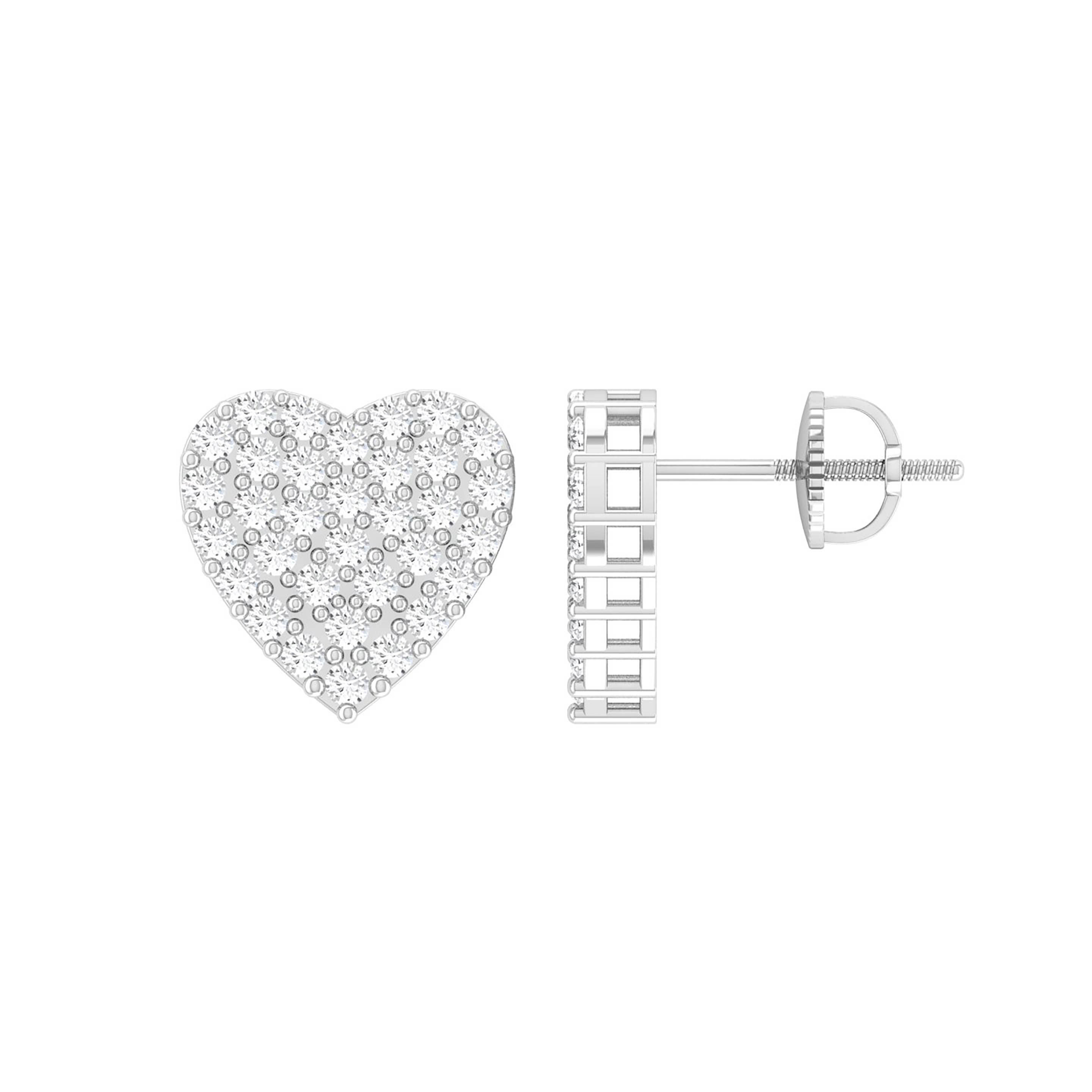 1/6 CTTW DIAMOND HEART EARRINGS 10K WHITE GOLD ROUND