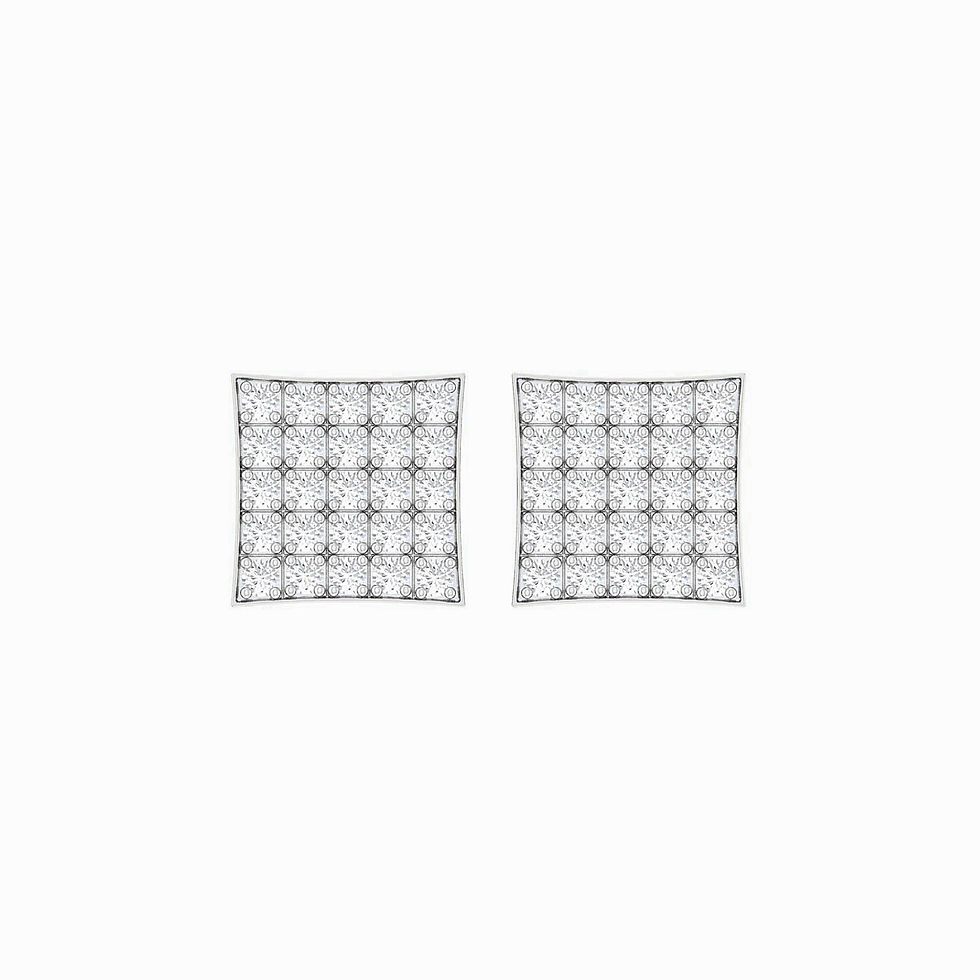 Miniatura: 1/6 CTTW DIAMOND SQUARE EARRINGS 10K WHITE GOLD ROUND