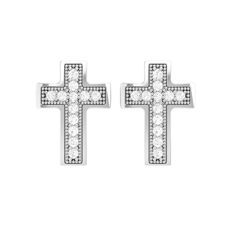 Miniatura: 1/10 CTW DIAMOND CLUSTER EARRINGS 10K WHITE GOLD ROUND