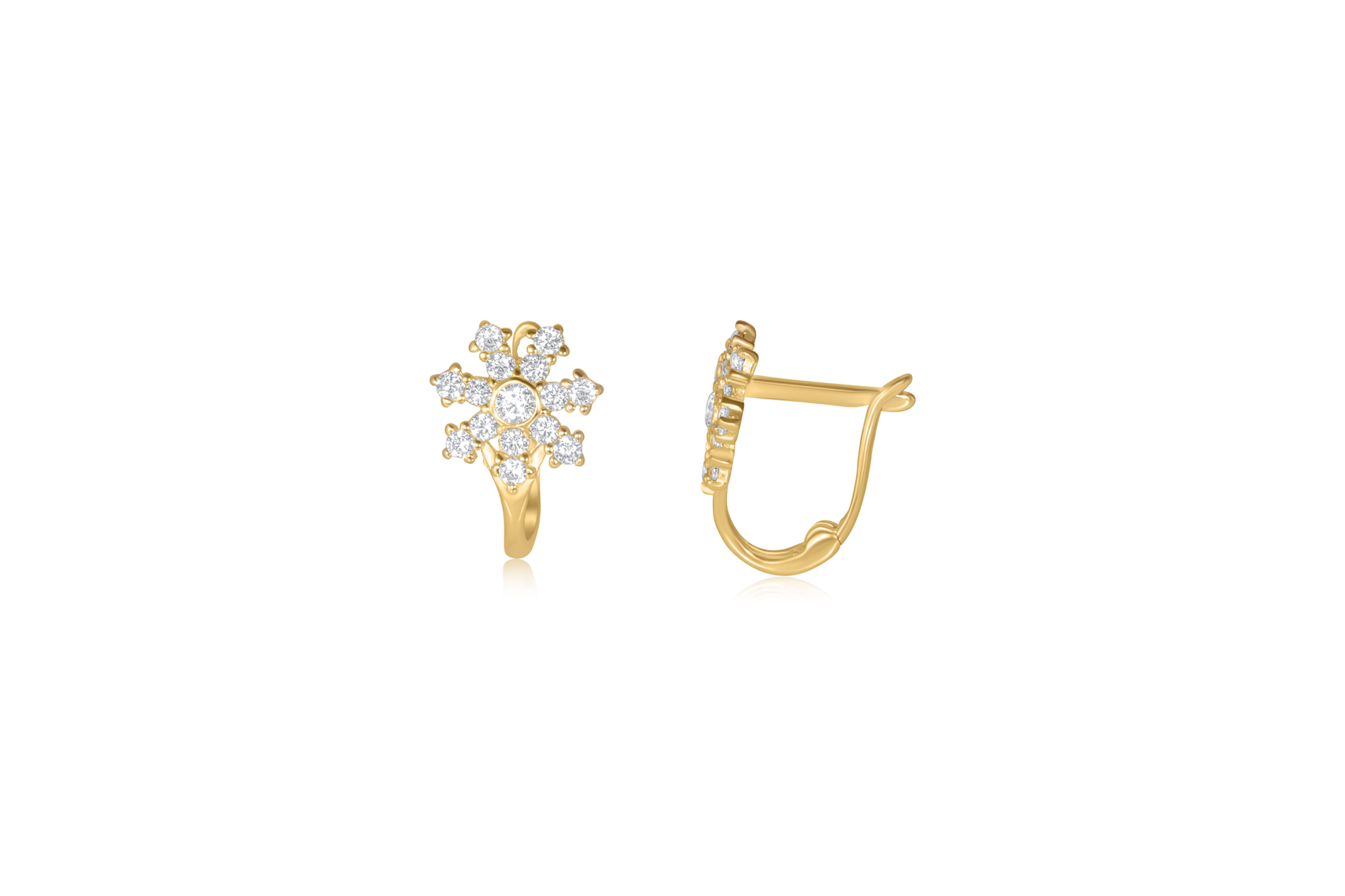 10K YELLOW GOLD CZ SNOWFLAKE EARRINGS