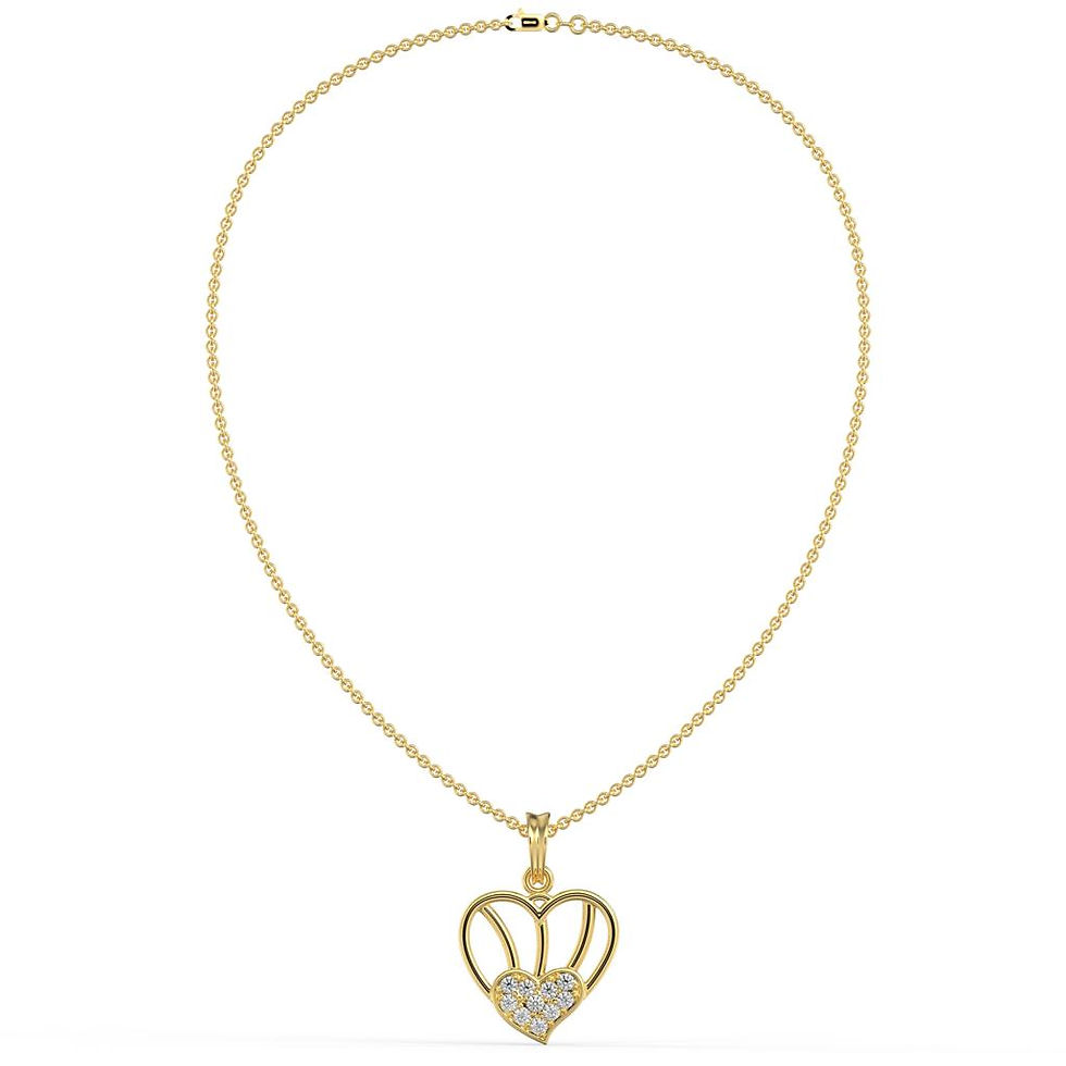 Thumbnail: 1/10 CTW DIAMOND HEART PENDANT AND  CHAINS 10K YELLOW GOLD