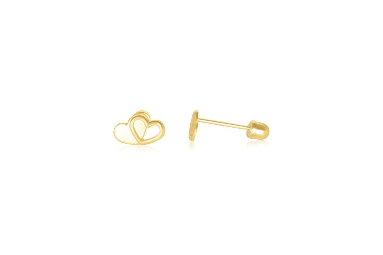 14K YELLOW GOLD SMALL HEARTS STUD EARRINGS
