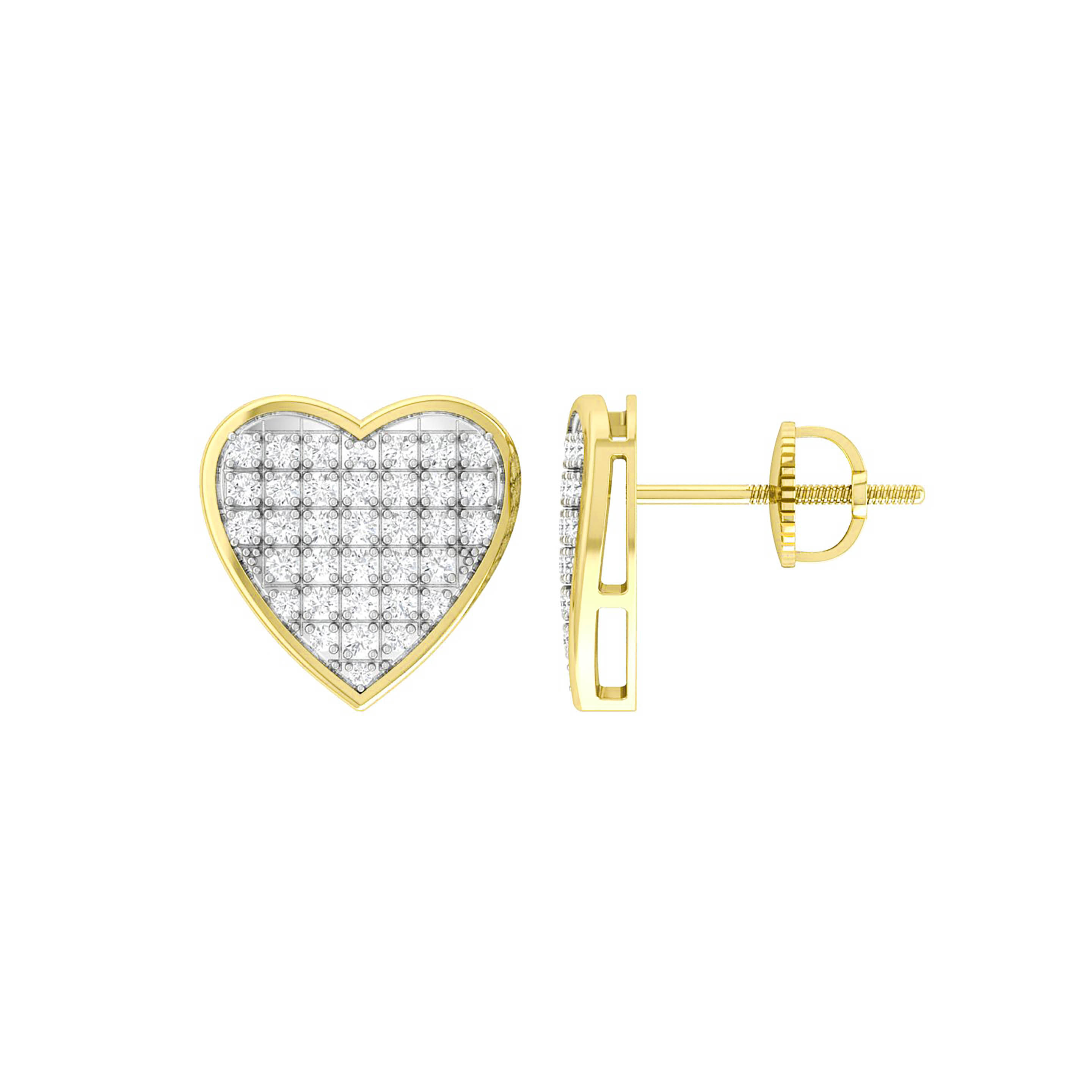 1/6 CTTW DIAMOND HEART EARRINGS 10K YELLOW GOLD ROUND