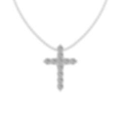 1/10 CTTW DIAMOND CROSS PENDANT AND CHAINS 10K WHITE GOLD ROUND