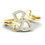 Miniatura: 1/4 CTW ROUND DIAMOND DOUBLE HEART RING 10K YELLOW GOLD