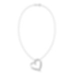 Miniatura: 0.03 CTTW DIAMOND HEART OUTLINE PENDANT AND CHAINS 10K WHITE GOLD ROUND