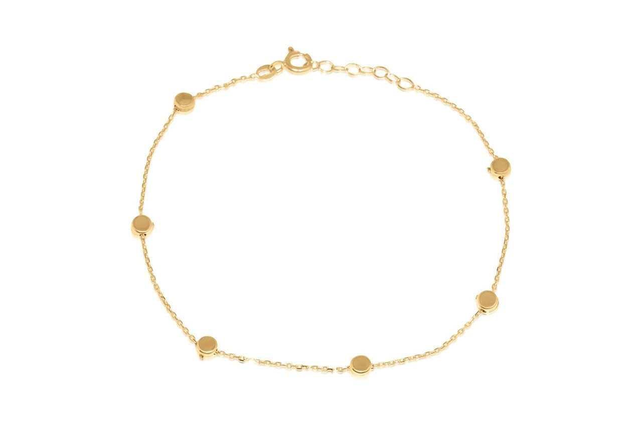 14K YELLOW GOLD BEADS ANKLET