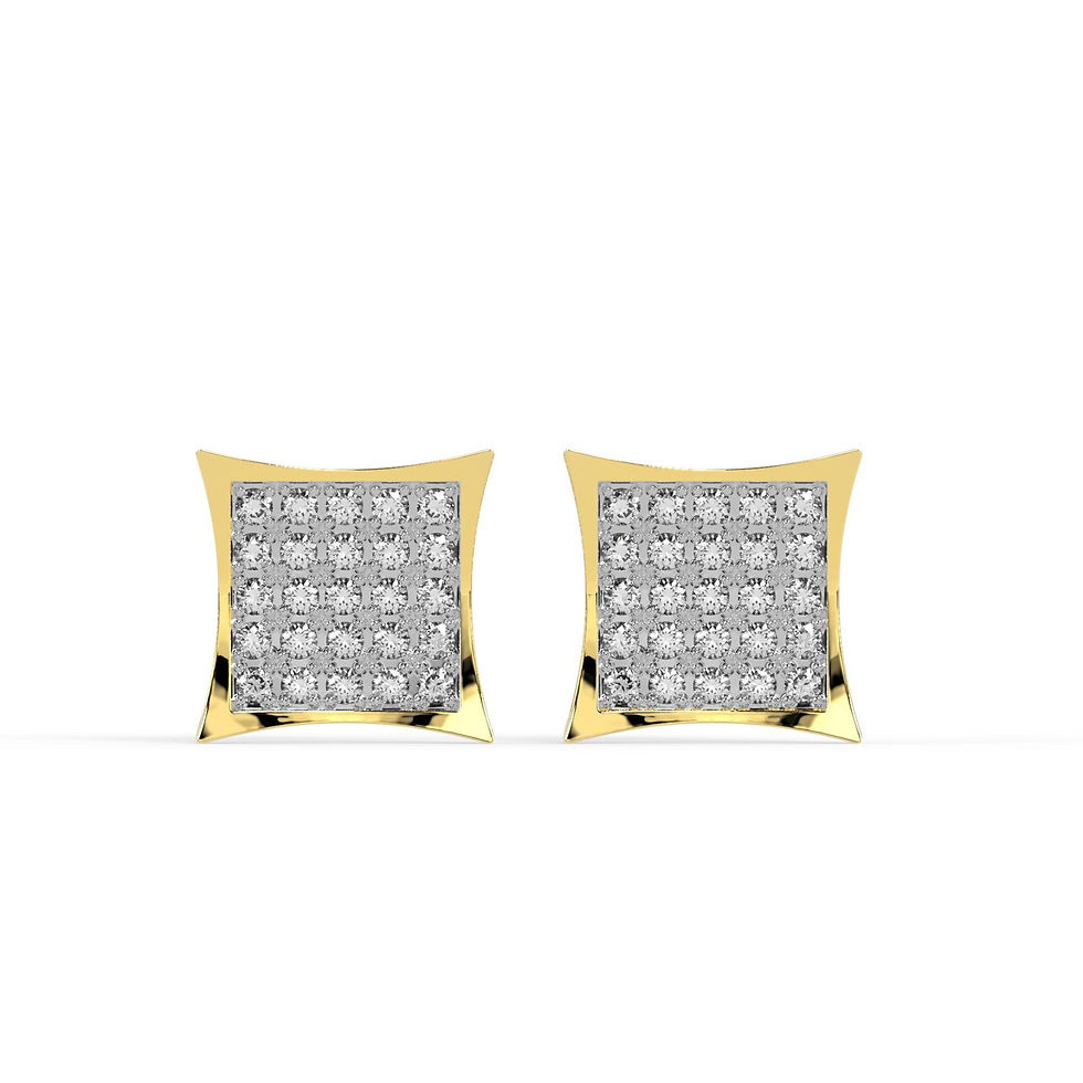 Thumbnail: 0.15 CTW ROUND DIAMOND SQUARE EARRINGS  10K YELLOW  GOLD