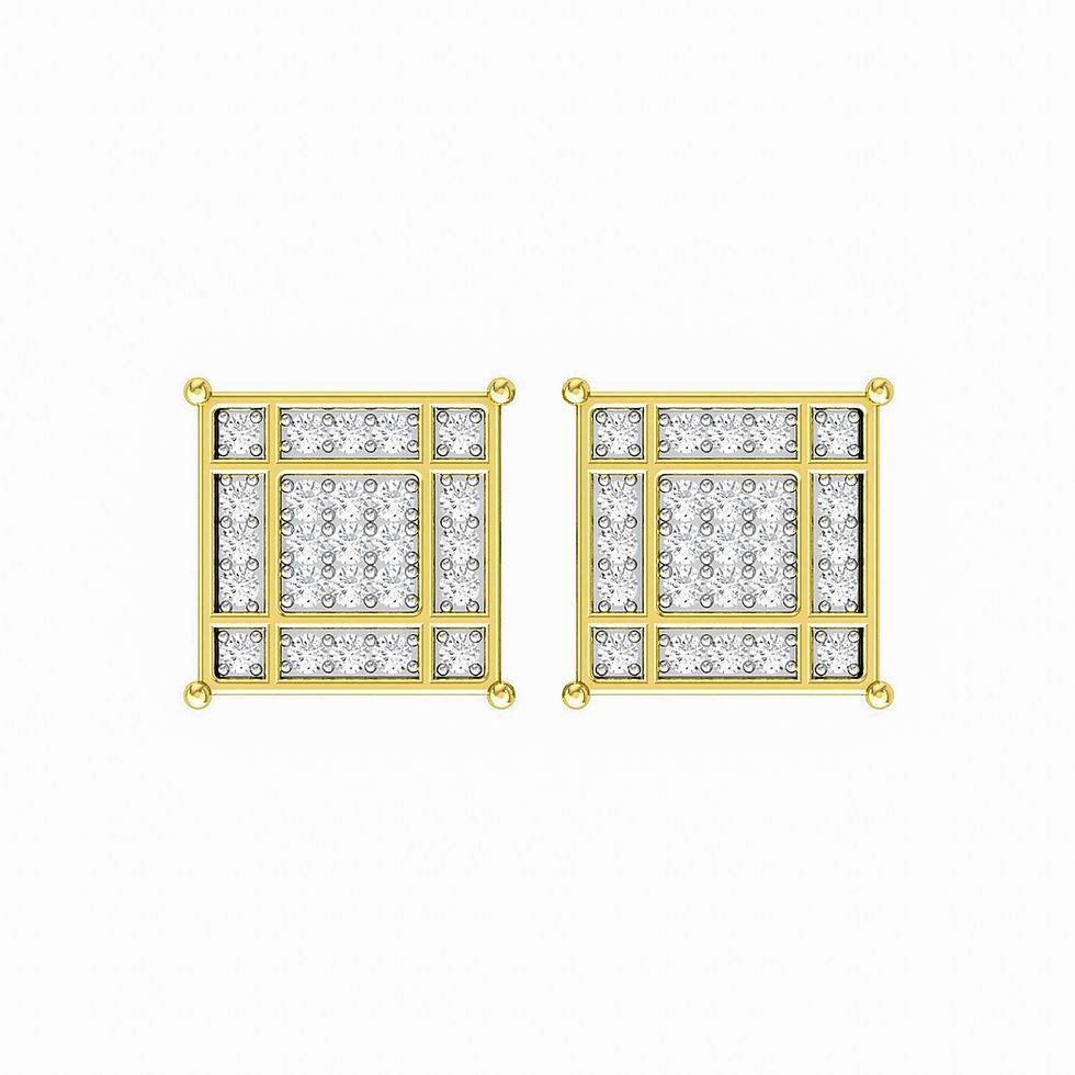Miniatura: 1/4 CTTW DIAMOND SQUARE EARRINGS 10K YELLOW GOLD ROUND