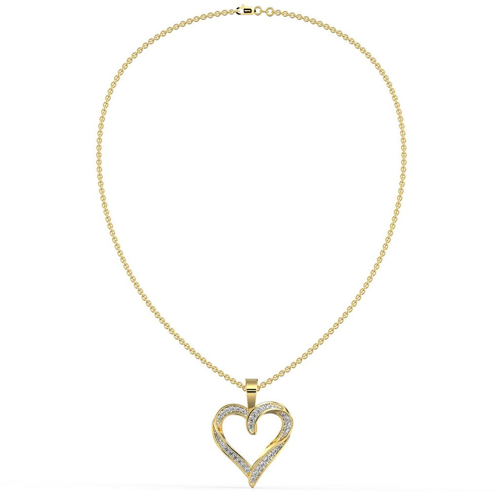 Miniatura: 1/10 CTW DIAMOND HEART OUTLINE PEND AND  CHAINS YELLOW GOLD ROUND 10K