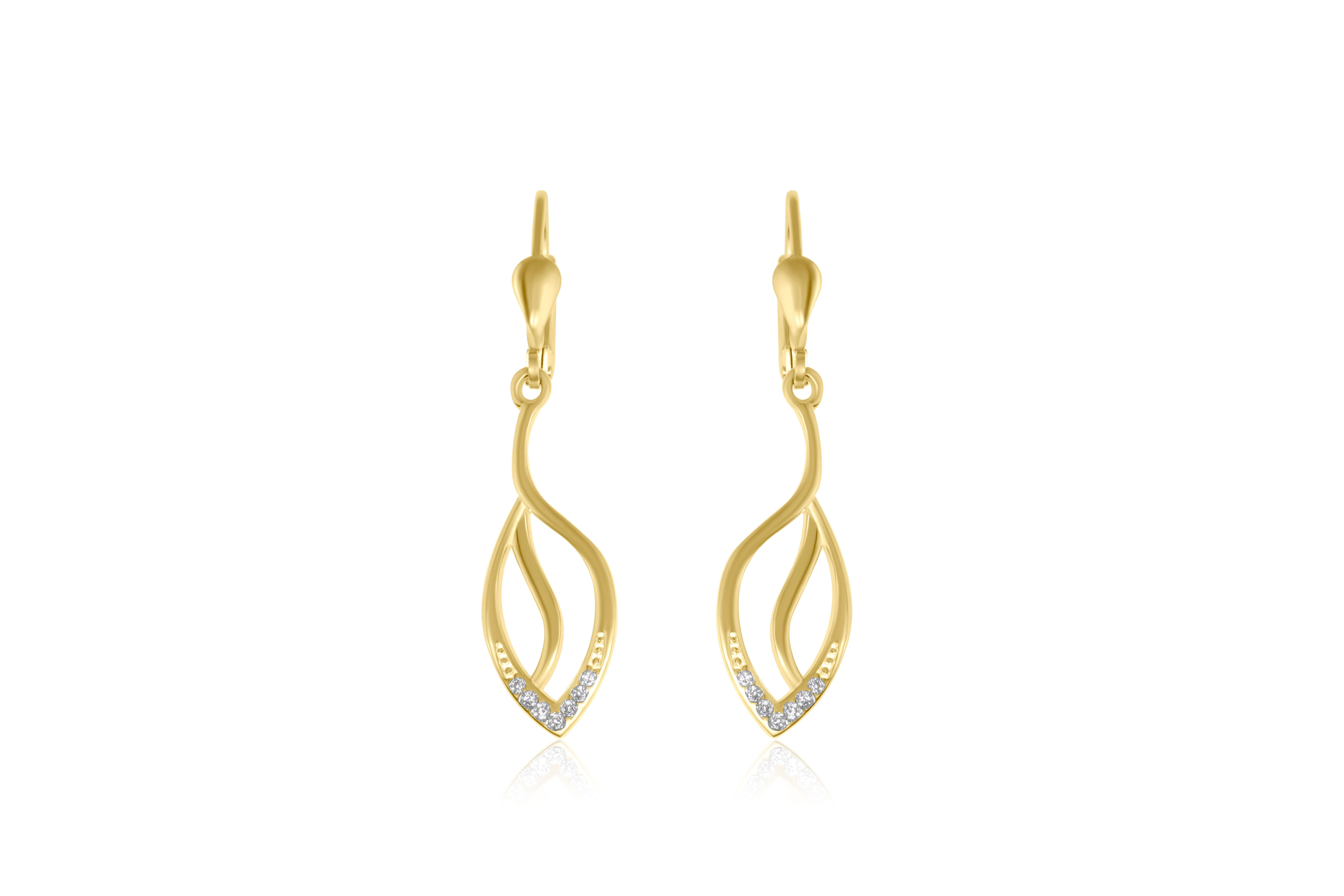 14K YELLOW GOLD CZ DROP EARRINGS