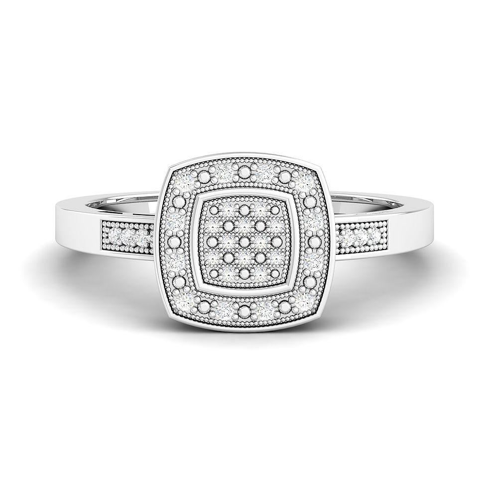 Miniatura: 1/12 CTW ROUND DIAMOND SQUARE RING 10K WHITE GOLD