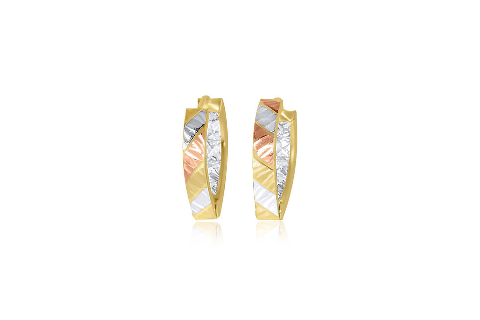 Thumbnail: 14K YELLOW GOLD CZ REVERSIBLE HUGGIE HOOP EARRINGS