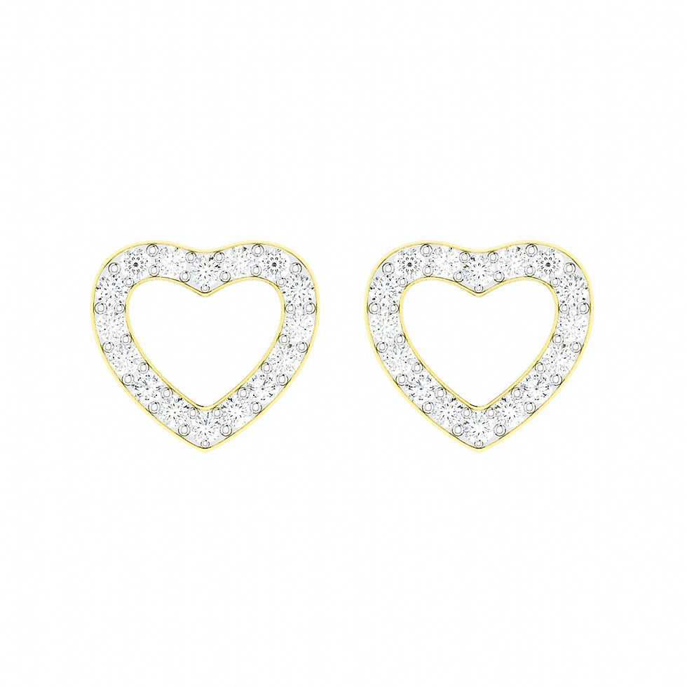 Thumbnail: 1/8 CTW ROUND DIAMOND HEART EARRINGS 10K YELLOW GOLD