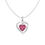 Miniatura: 1 CTTW 10K WHITE GOLD ROUND CREATED PINK SAPPHIRE HEART PENDANT AND CHAINS