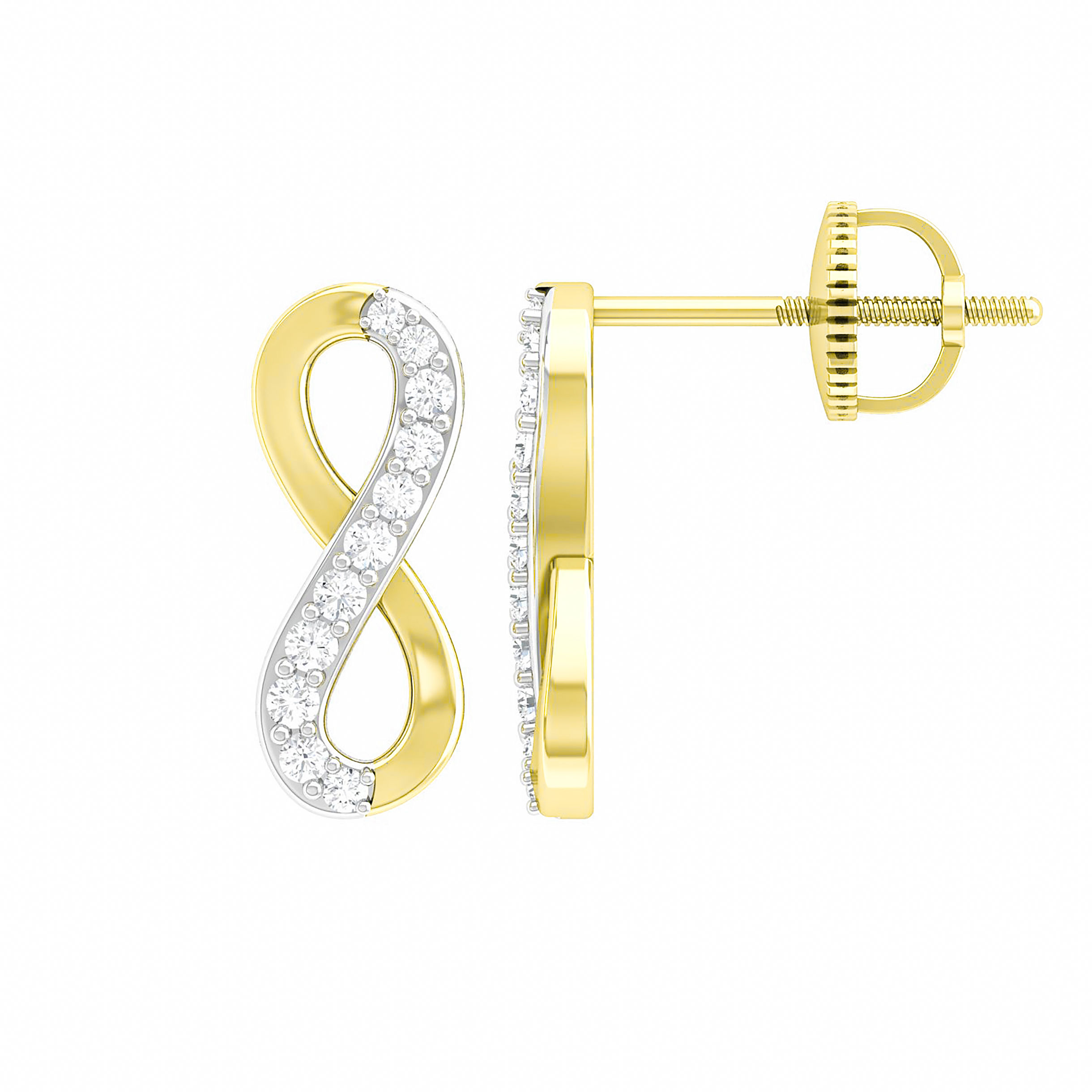 1/20 CTTW 10K YELLOW GOLD ROUND DIAMOND INFINITY EARRINGS