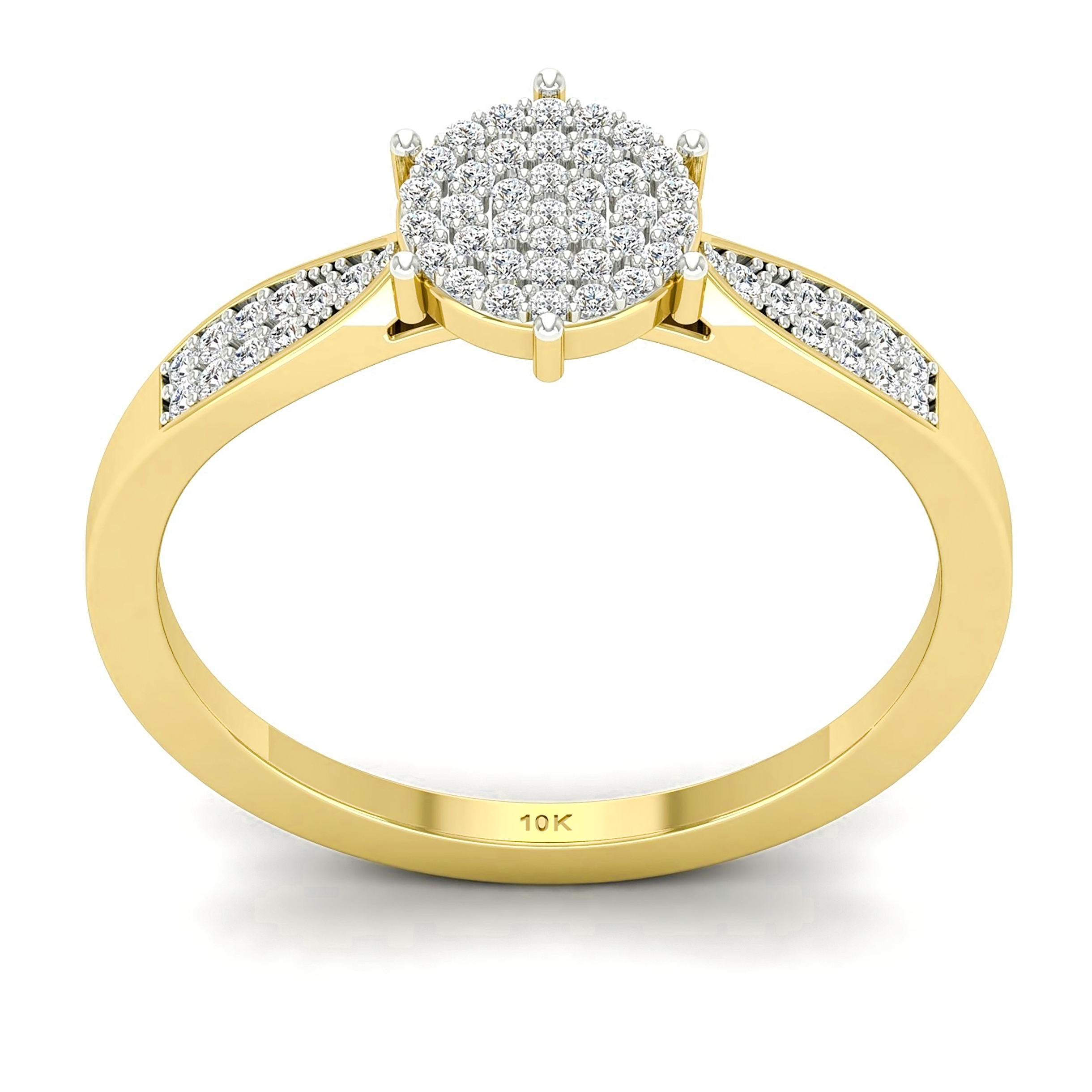 1/5 CTW 10K YELLOW GOLD ROUND DIAMOND CLUSTER RING