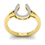 Miniatura: .05 CTW YELLOW GOLD ROUND DIAMOND HORSESHOE RING 10K