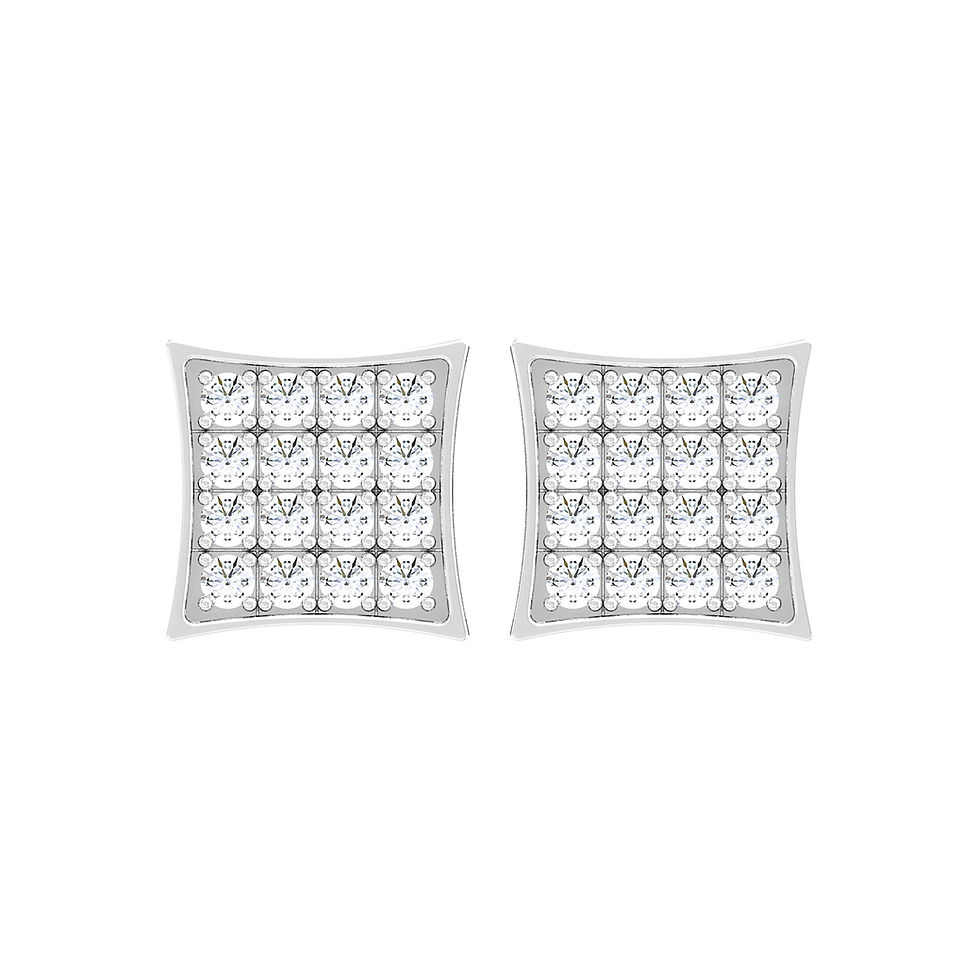 Thumbnail: 0.10 CTW ROUND DIAMOND SQUARE EARRINGS  10K WHITE  GOLD
