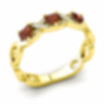Thumbnail: 7/8 CTTW 10K YELLOW GOLD HEART GARNET DIAMOND 3-STONE RING