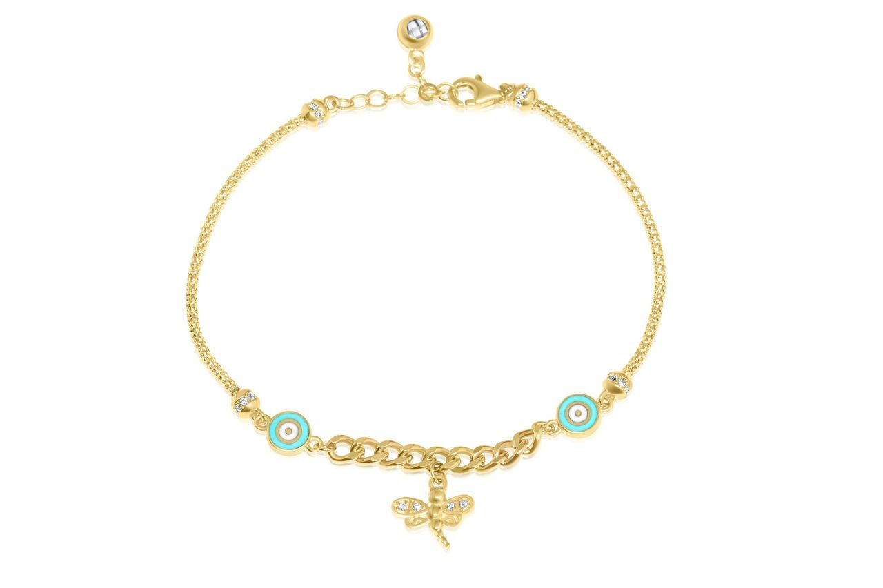 14K YELLOW GOLD CZ ENAMEL BRACELET