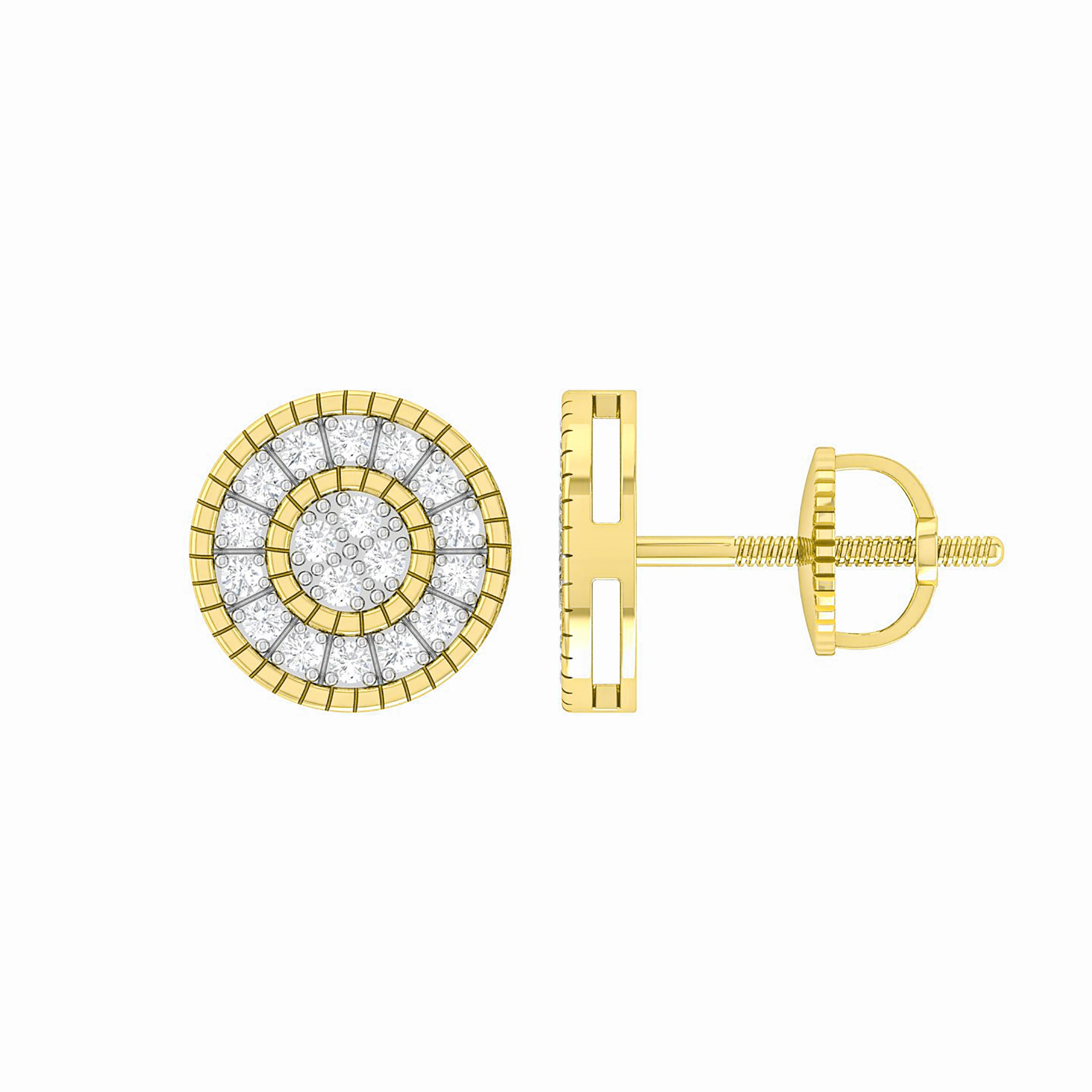 1/10 CTTW DIAMOND CLUSTER EARRINGS 10K YELLOW GOLD ROUND