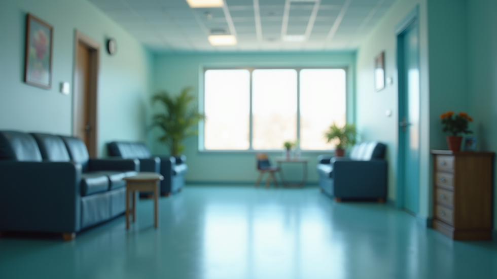 Eye-level view of a health clinic waiting room
