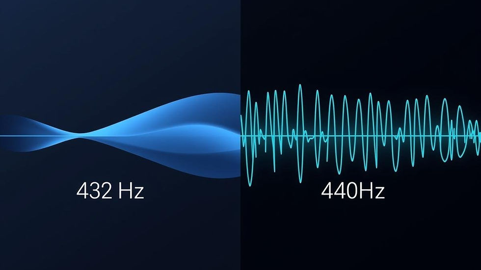 Visual comparison of 432 Hz and 440 Hz sound frequencies affecting sleep.