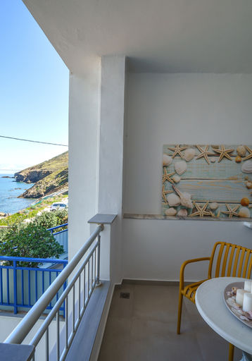 Apartment terrace with sea view and seating area in Panormo Crete