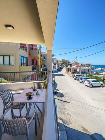 Solmare beachfront suite with sea and village view in Panormo Crete beachfront apartment