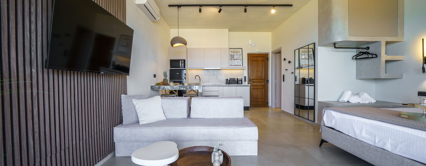 Solmare Beachfront Suite in Panormo Crete with sea view balcony
