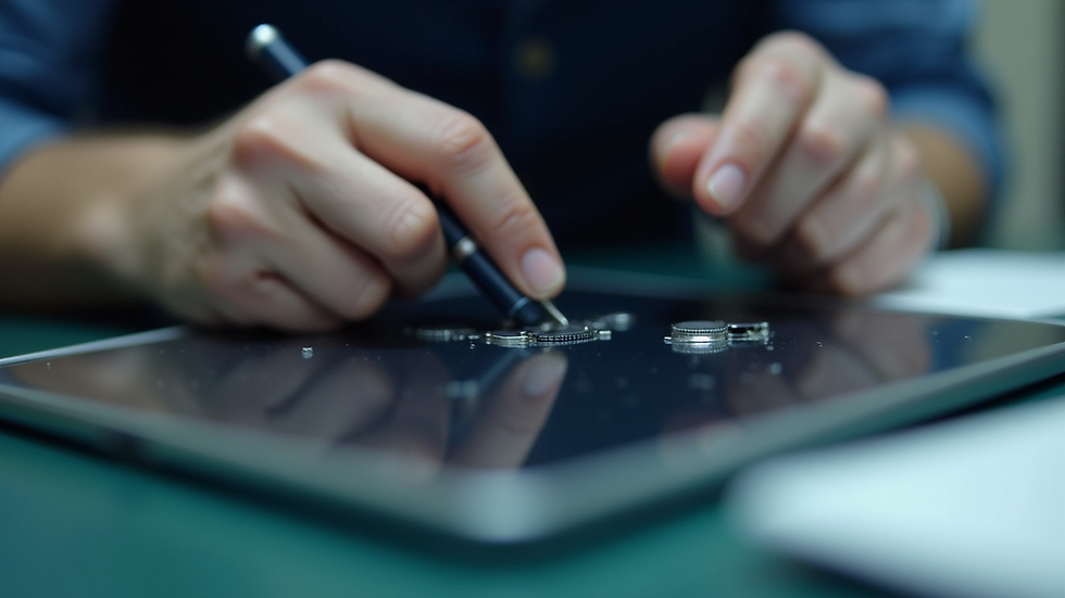 Eye-level view of a tablet being repaired by a technician