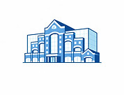 Blue building logo in minimalist style_e