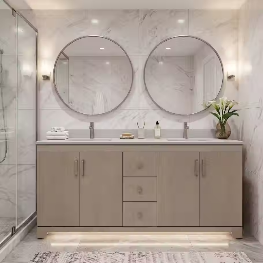 72" Charolette Double Sink Bathroom Vanity | Canadian Made | Solid Maple Wood Faces | Maple Butter Stain