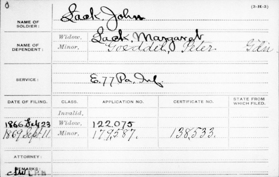 Civil War pension document stating John Locke's illness was contracted while in line of duty