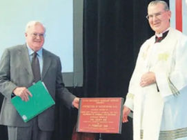 Geoff Joy with Archbishop Francis Carroll (Catholic Voice)