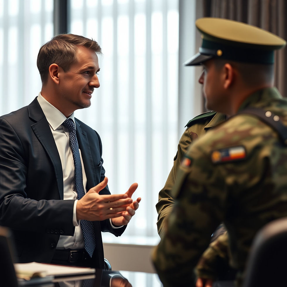 meeting between businessman and military