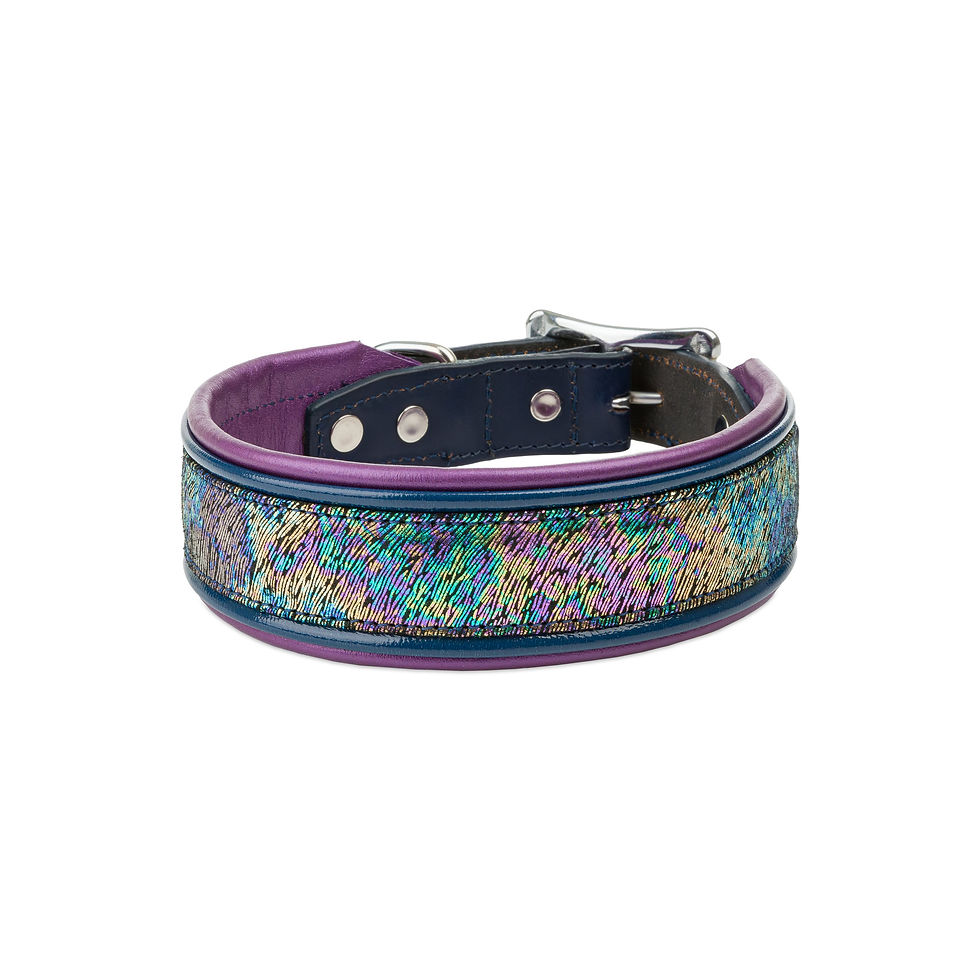 Thumbnail: Leather collar,42-49 cm/ 42 mm,purple