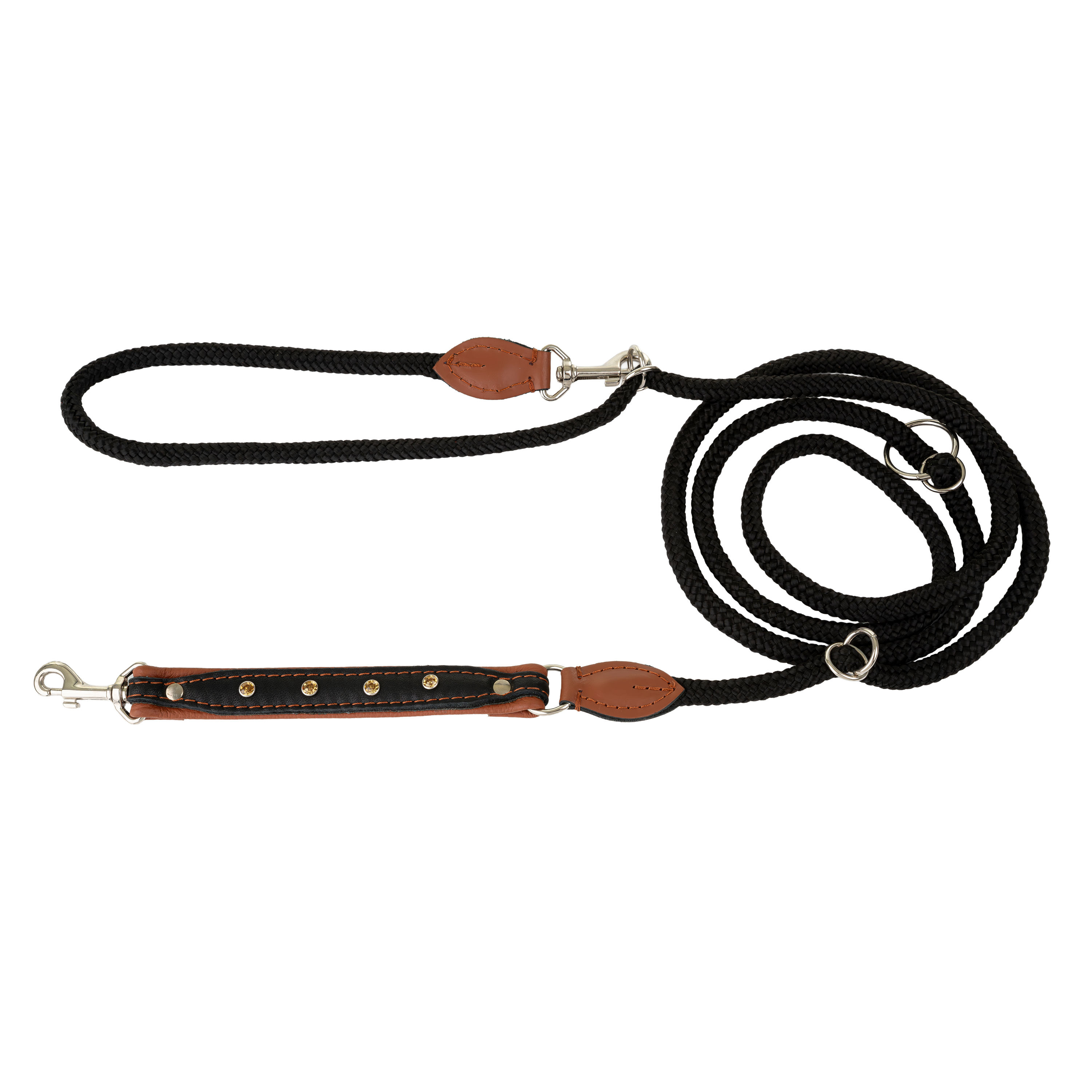 Leash adjustable leather Los Krysztal 20mm/ 6/ 220cm koniak