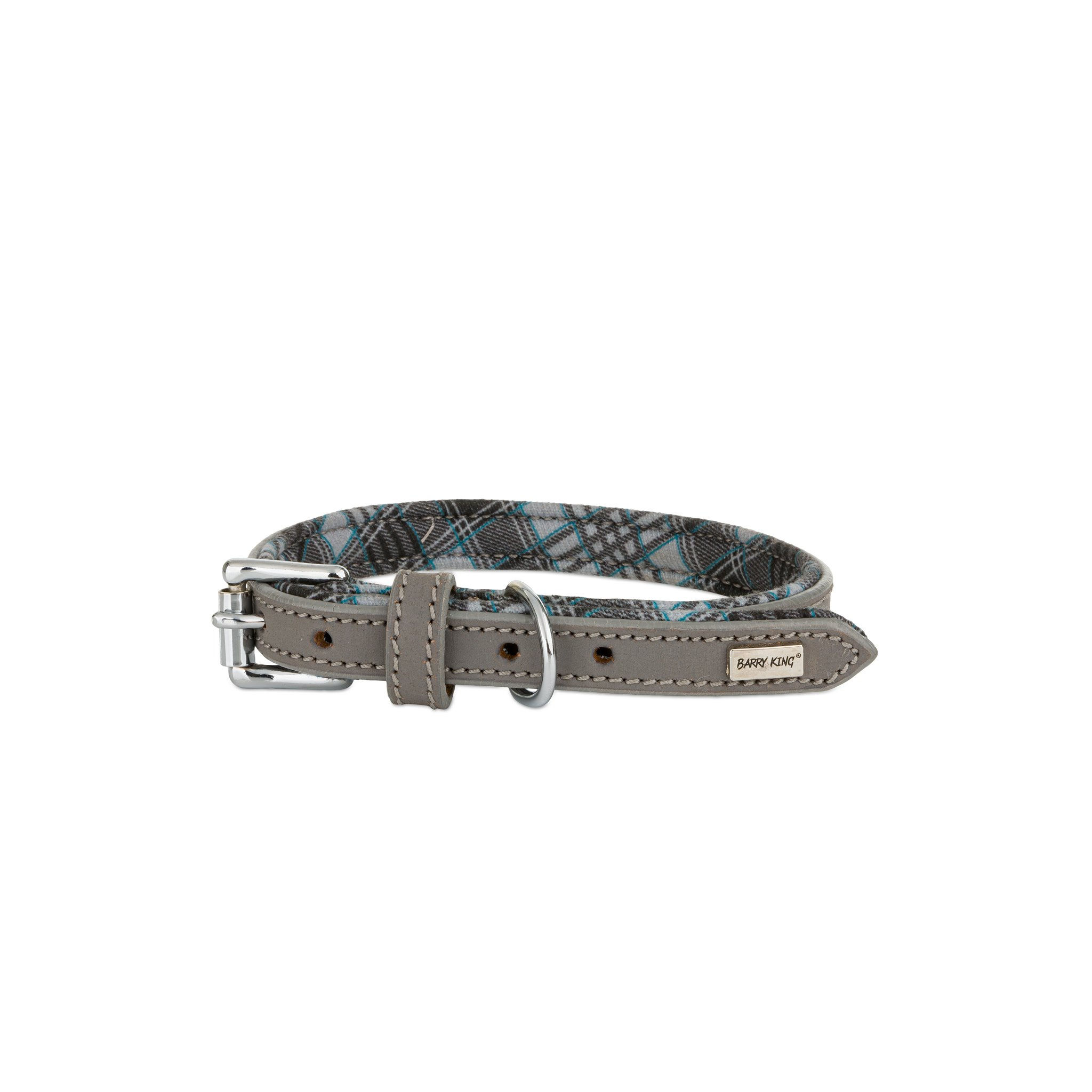 Leather collar,:,siwy kratka