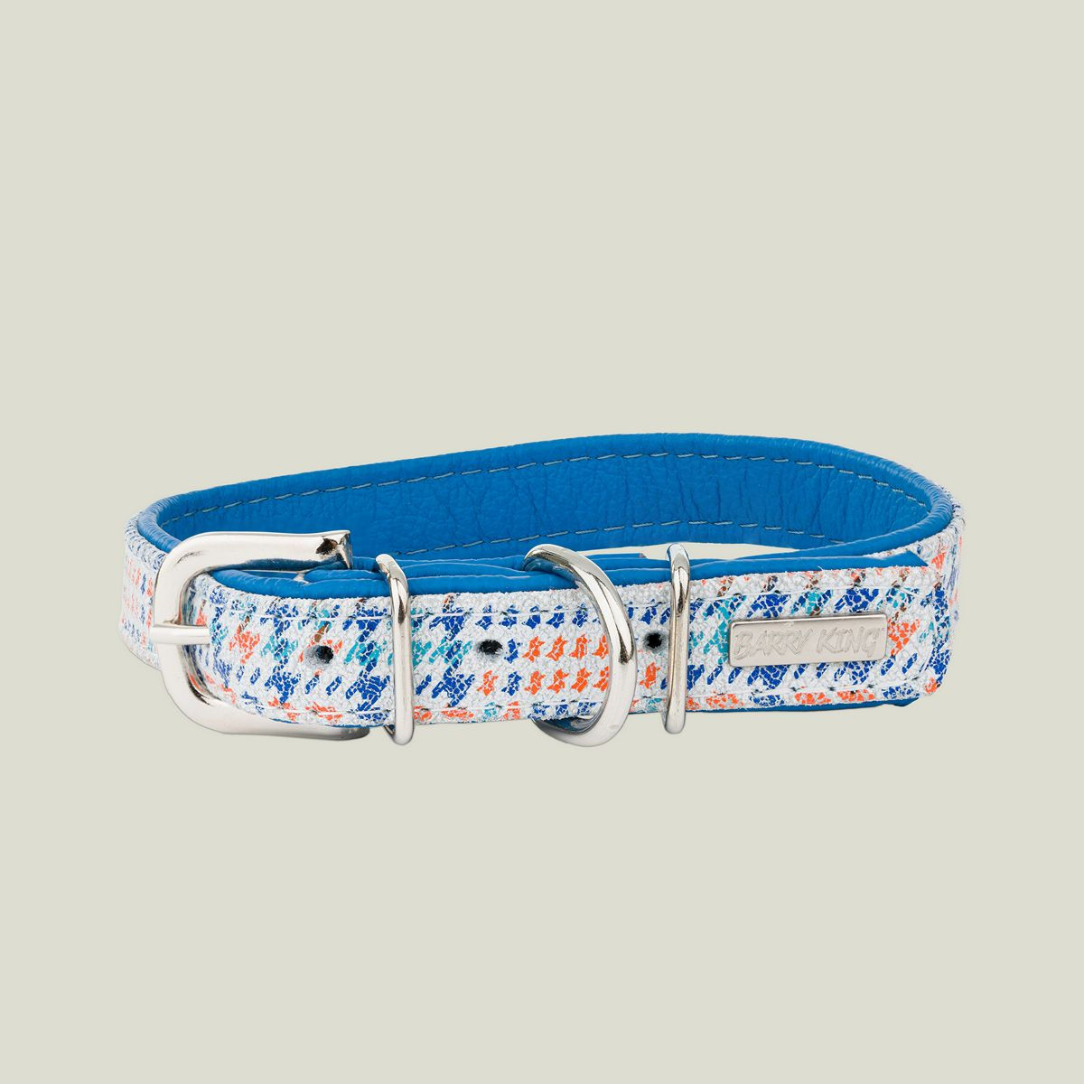 Obroża dla psa, Petit Pepit, Niebiesko - Pomarańczowa, skórzana, 55cm/25mm