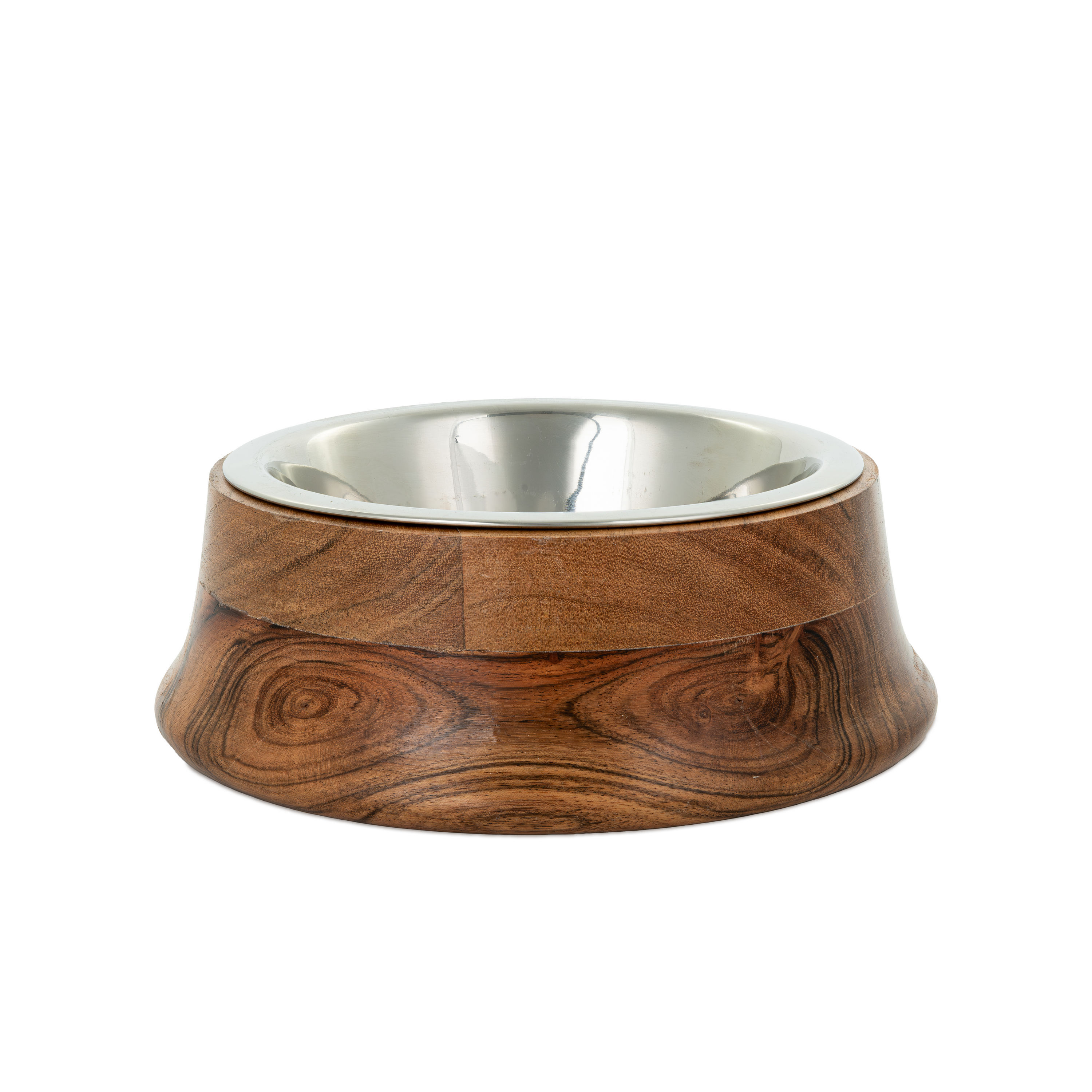 Cat/dog bowl stalowa,w oprawie drewnianej,12cm,size S