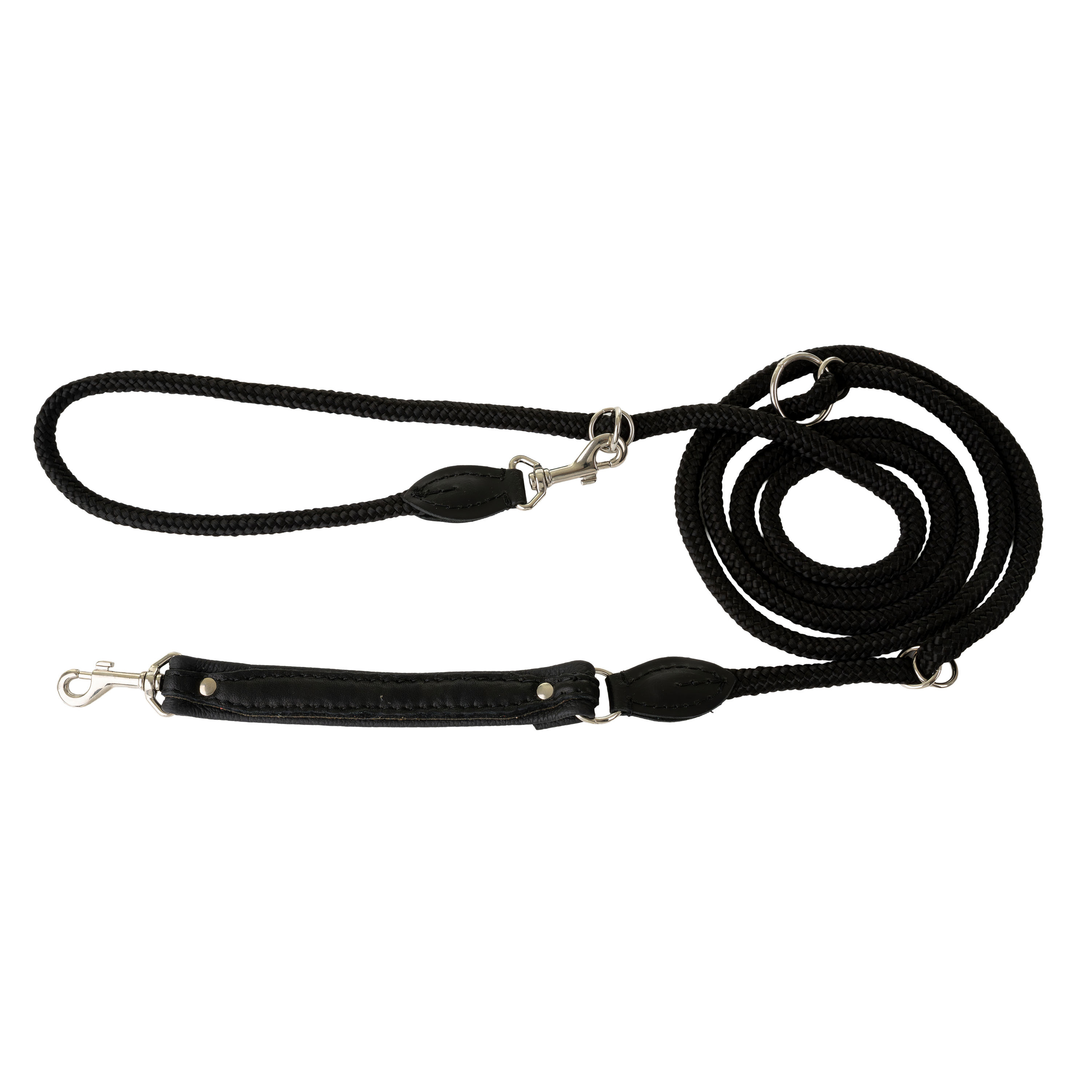 Leash adjustable leather Los 20mm/ 6/ 220cm black